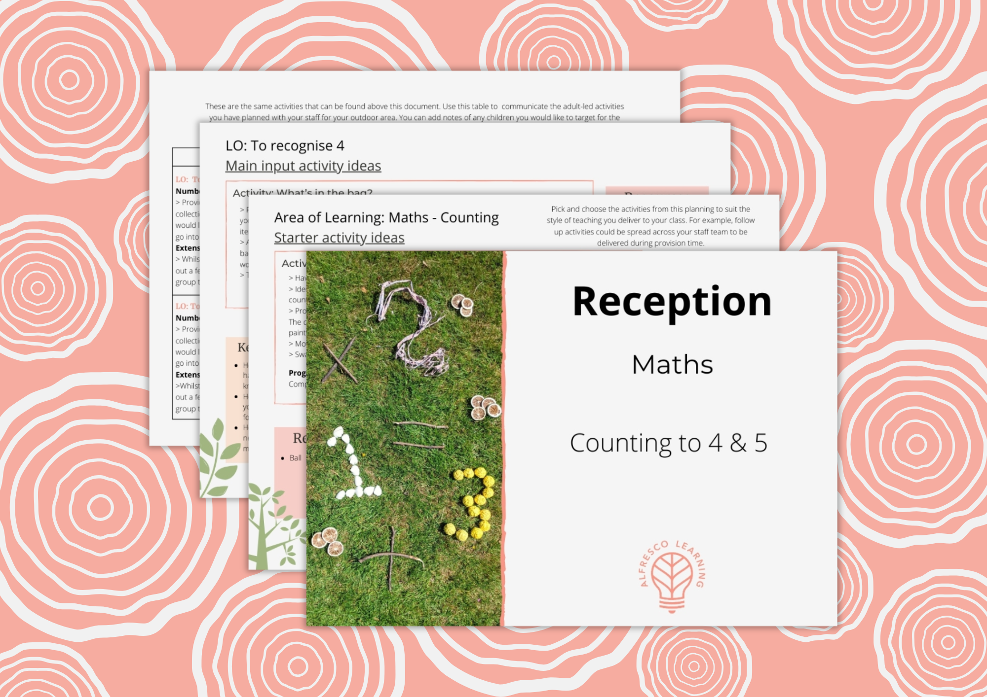 Outdoor maths lessons to teach the numbers 4 & 5
