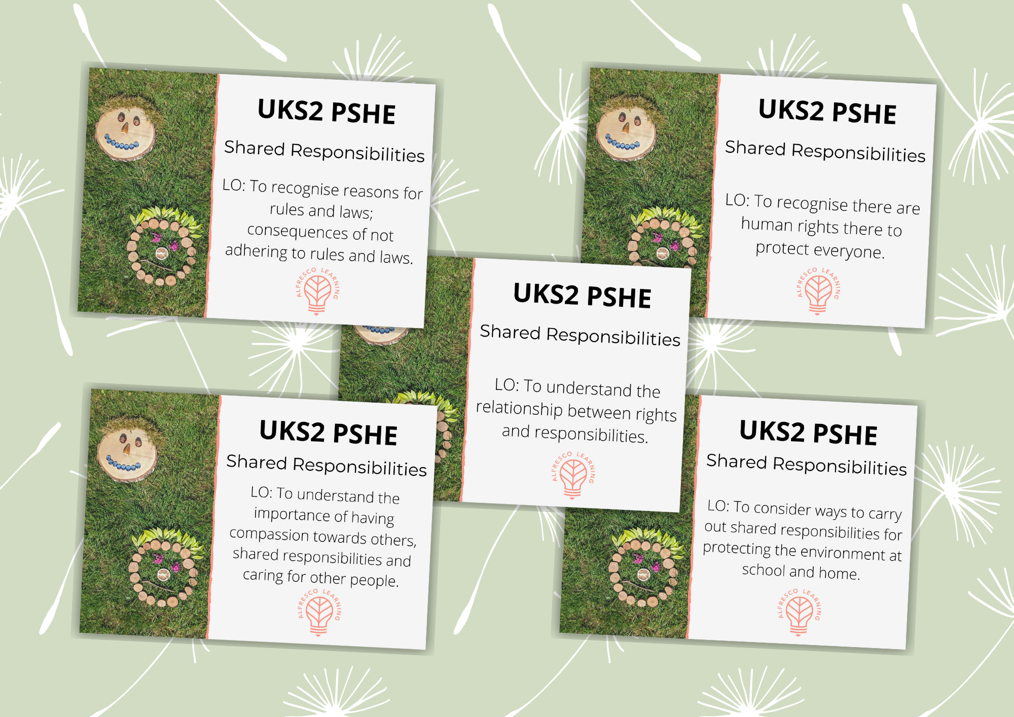 5 front covers for an outdoors unit of work on Shared Responsibilities for UKS2 PSHE.