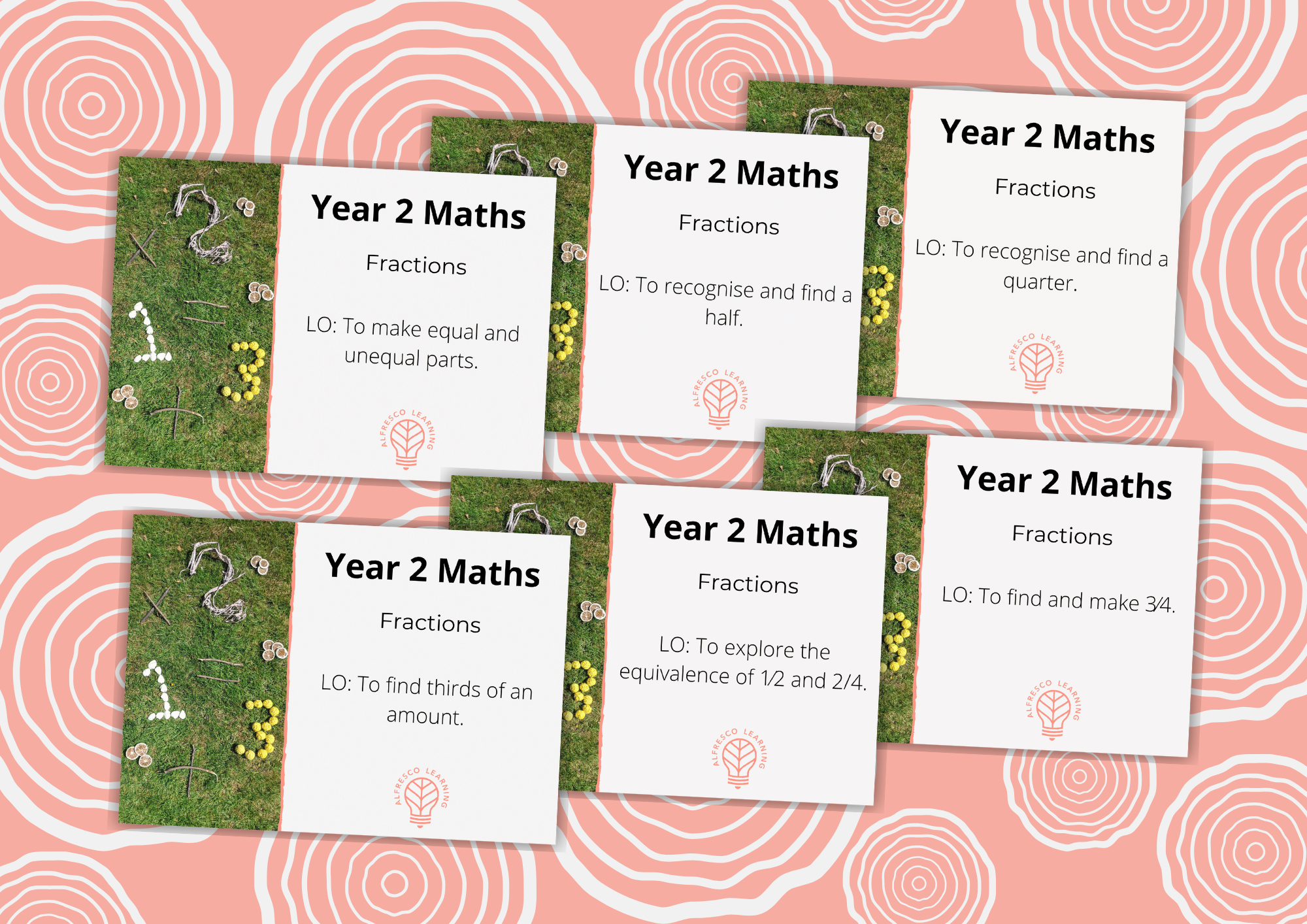 6 lesson plans for teaching fractions outdoor in Year 2