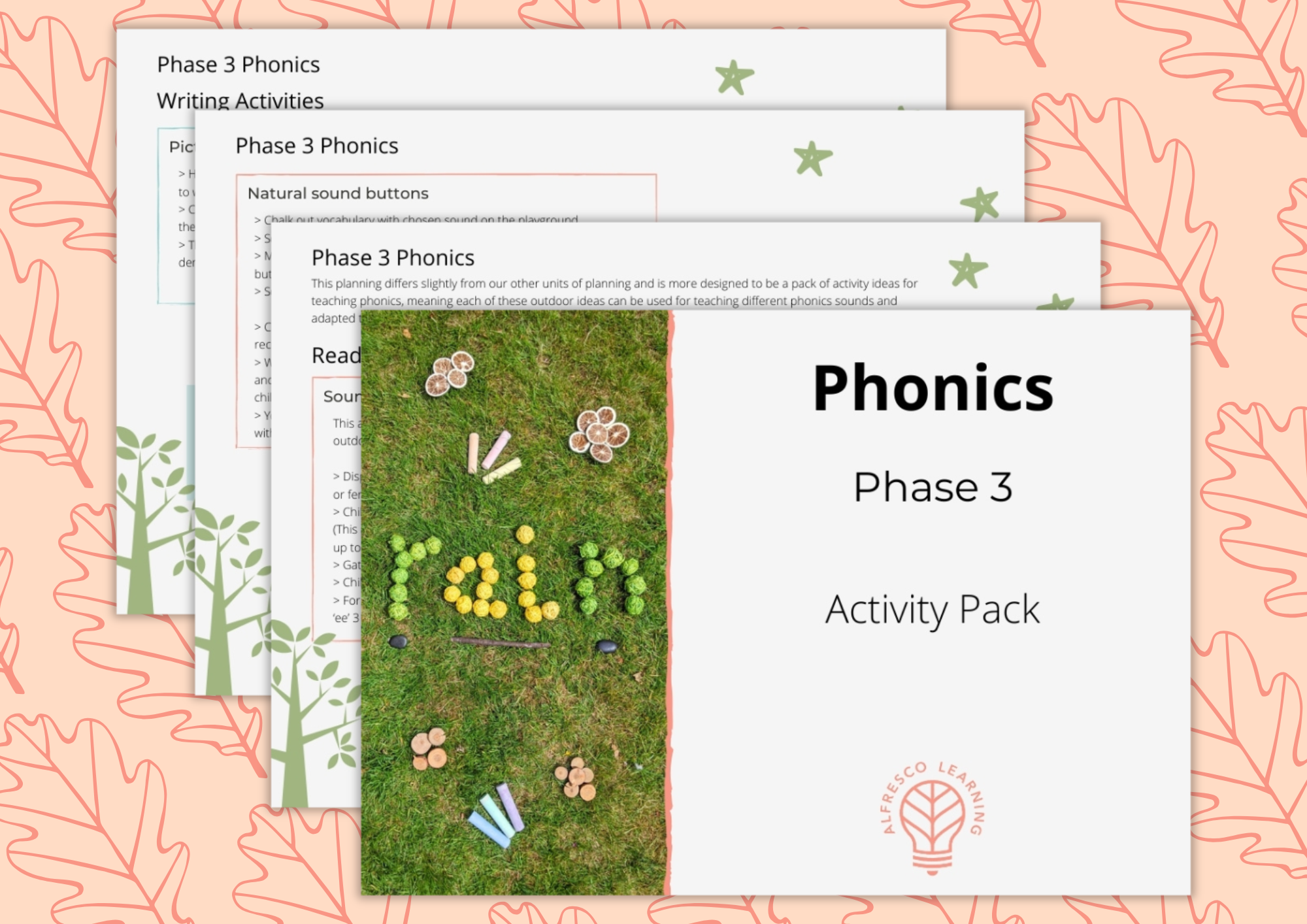 An outdoor activity pack for teaching phase 3 phonics