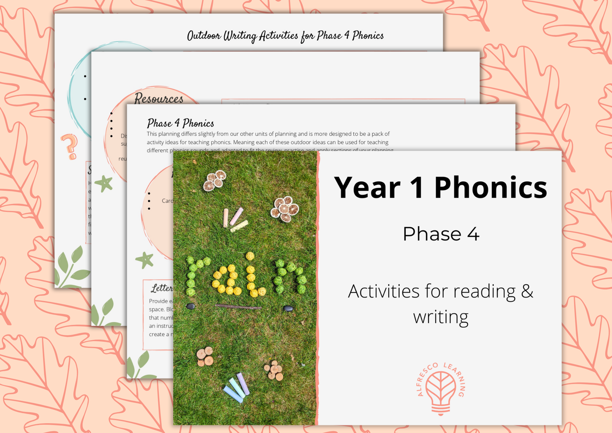 Cover image showing pages taken from a Year 1 phase 4 phonics activity pack