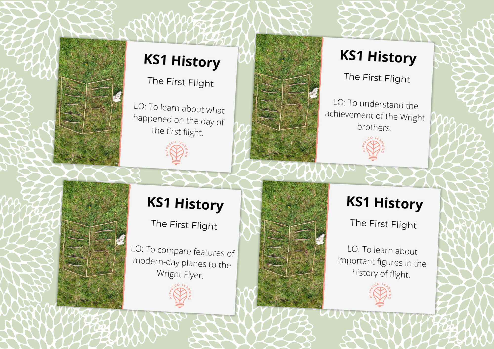 four front covers from lesson plans in a KS1 unit about the first flight