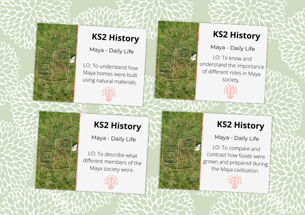4 covers of lesson plans that focus on Maya civilisation - daily life