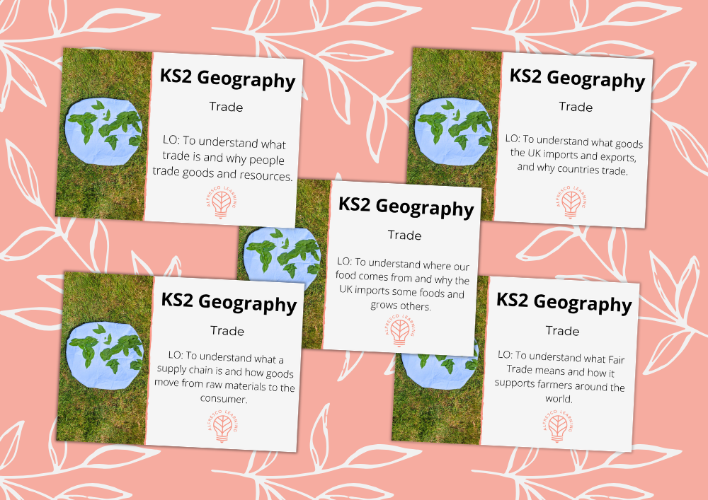 5 cover images for lesson plans for ks2 trade unit