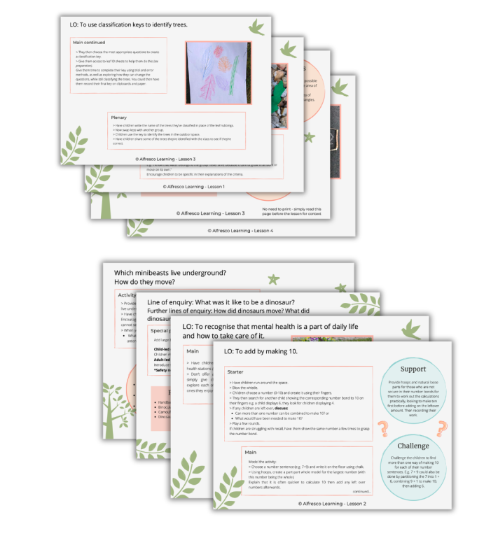 A spread of the lesson plans included in the free bundle