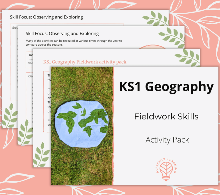 An activity pack of outdoor sessions focused on KS1 Geography fieldwork skills