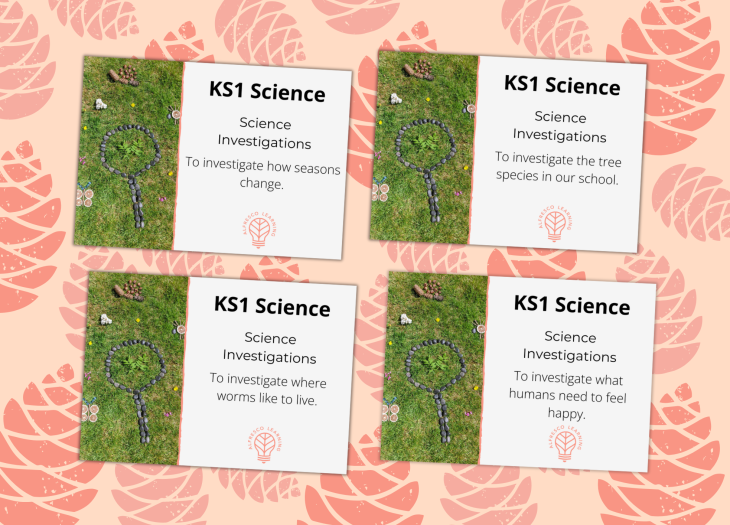 4 cover images for science investigations for KS1