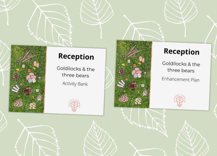 An enhancement plan front cover and an activity bank front cover for the topic of goldilocks and the three bears