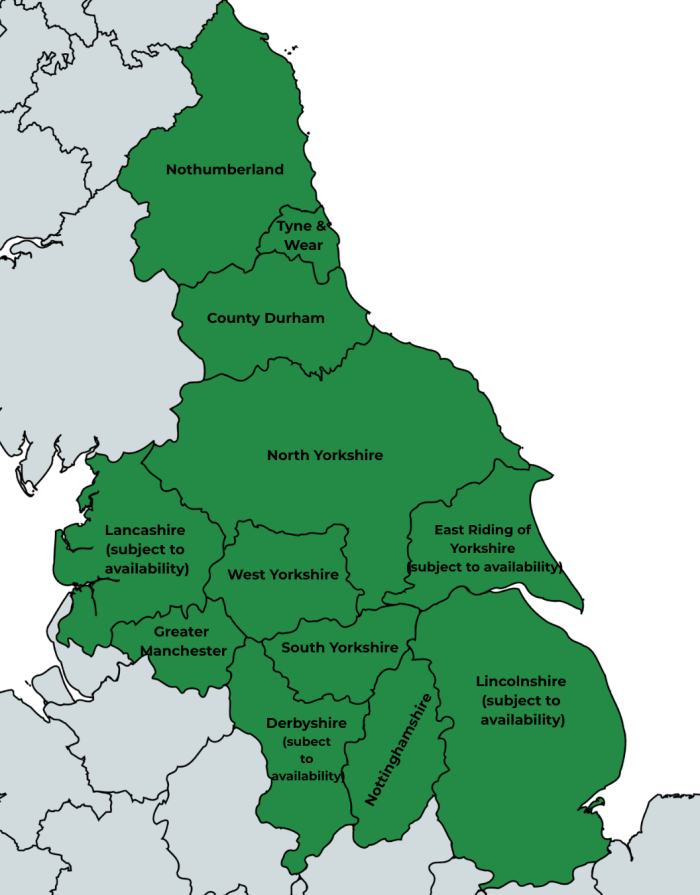 Map of areas our workshops can be booked by