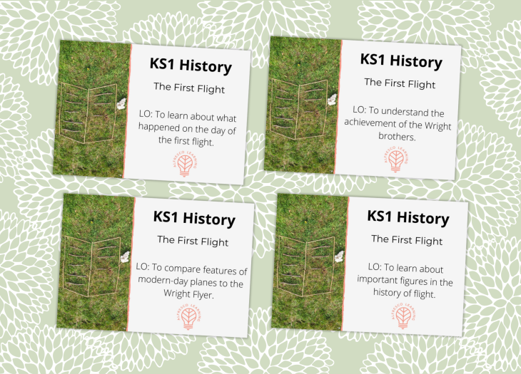 four front covers from lesson plans in a KS1 unit about the first flight