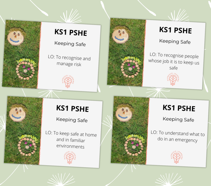 Four Lesson Plan Covers for outdoor PSHE lessons on Keeping Safe for KS1