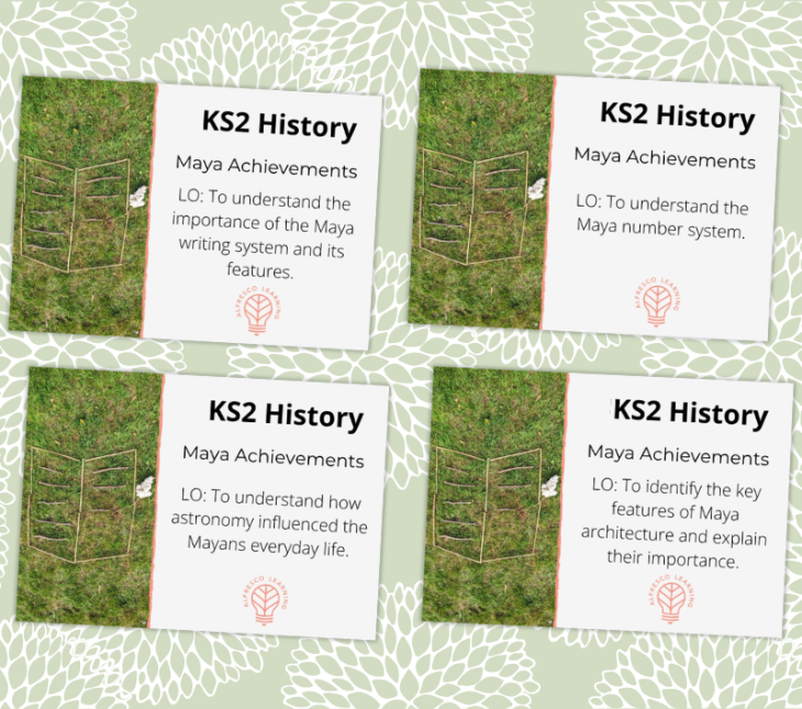 4 front coves of lesson plans that focus on achievements of the Maya civilisation