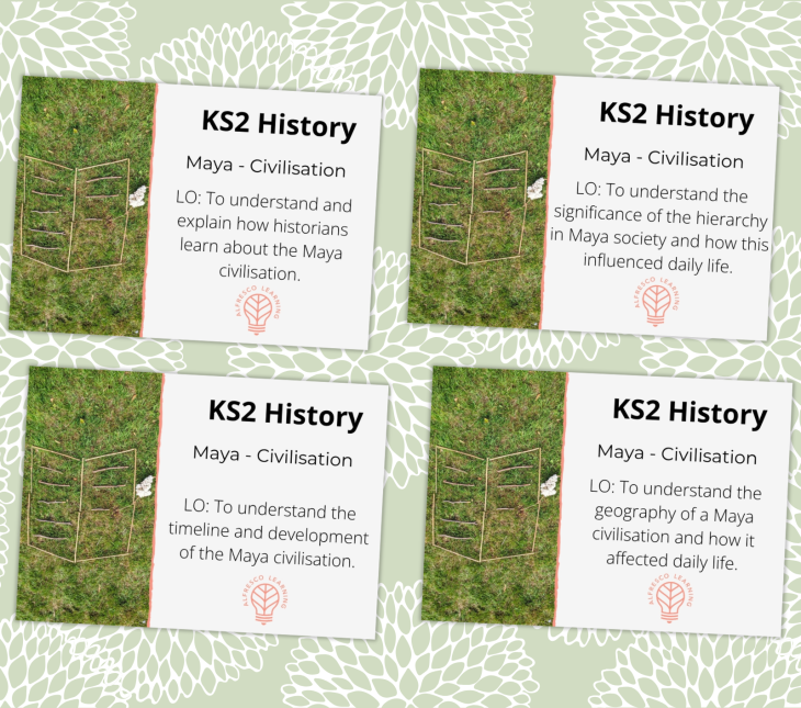 Outdoor history lesson cove images for a unit on Maya civilisation