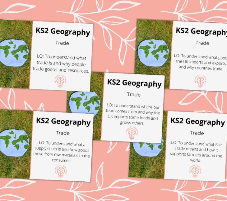 5 cover images for lesson plans for ks2 trade unit